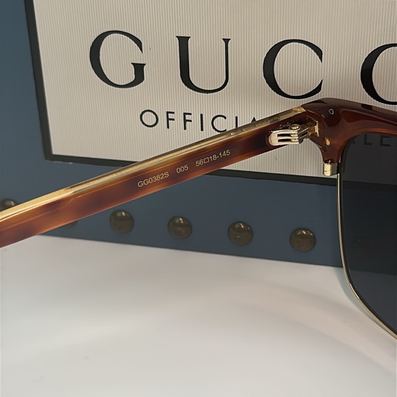 New Authentic Gucci GG0382S Sunglasses Havana/Blue Men Sunglasses - Picture 17 of 17